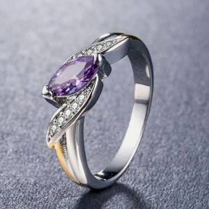 Amethyst & White Sapphire 925SS/14K Ring